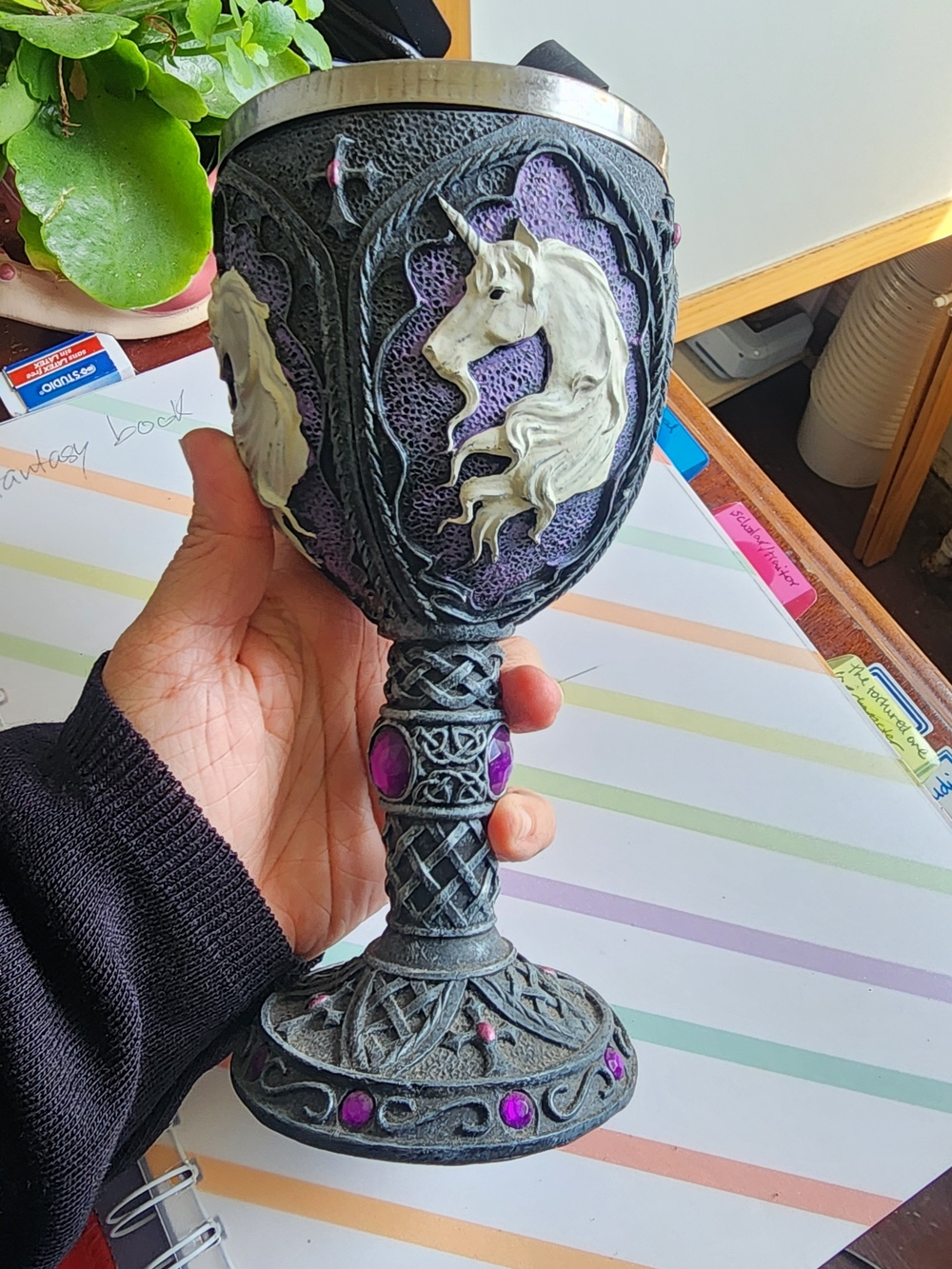 Unicorn Goblet - Purple and White Fantasy Chalice